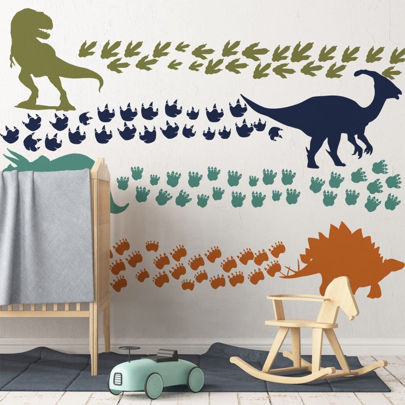 Mfault Dinosaur Footprints Wall Decals Stickers  Boys Dino Feet Tracks Paw Prints Nursery Decorations Baby Bedroom Playroom Art  Watercolor Animal Toddler Kids Room Decor Gift - Image 3